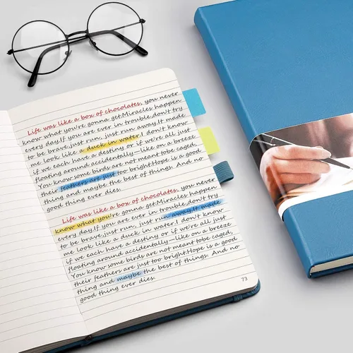 Miniatura 7 de EMSHOI - Cuaderno rayado para la universidad, 256 páginas numeradas tamaño A5, papel grueso de 3.54 oz/y², 16 páginas perforadas, tapa dura de piel