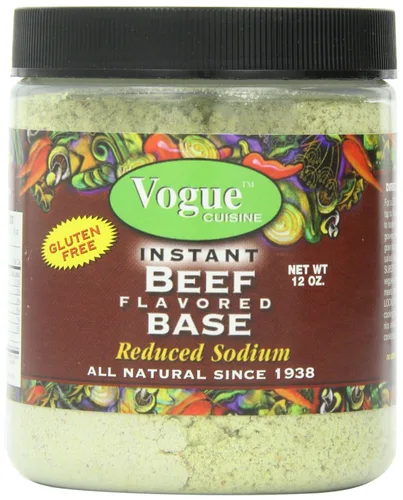 Vogue Cuisine Base de sopa y condimento de carne de res (carne vegetariana), 12 onzas, baja en sodio, sin gluten, ingredientes totalmente naturales