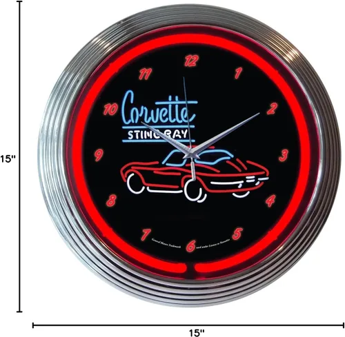 Miniatura 2 de Neonetics Corvette C2 Stingray - Reloj de pared de neón, 15 pulgadas