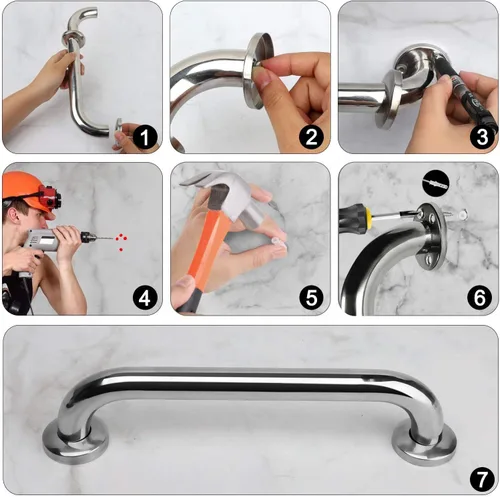 Miniatura 6 de Gotega Barra de agarre para ducha, paquete de 2 barras de agarre de acero inoxidable para baño, ducha y baño, barras de agarre para bañera y duchas