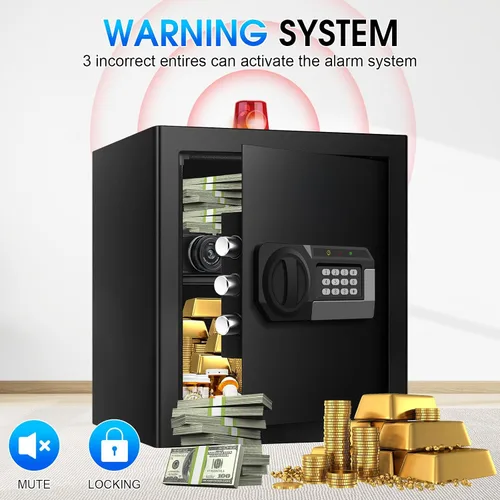 Miniatura 7 de Cajas de seguridad de 2.0 pies cúbicos para uso doméstico a prueba de fuego y agua, caja de seguridad de acero para el hogar con cerradura
