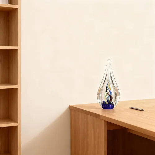 Miniatura 5 de DOVDOV Escultura de vidrio soplado, estatua de la colección de arte de vidrio azul, estatua decorativa única de gotas de agua mediterráneas