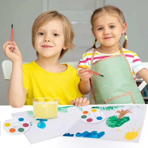 Miniatura 7 de Paquete de 24 mini pintura de acuarela, kit de mini paleta de pintura de 5 colores a granel con pinceles, recuerdos de fiesta artística para niños
