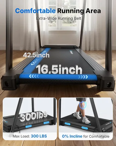 Miniatura 3 de MERACH Treadmills for Home with Incline 0%-15%, 300 LBS Capacity Double Deck Foldable Treadmill with Incline, 0.5-7.5MPH Quiet 2.5HP Brushless
