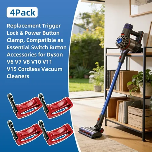 Miniatura 2 de Paquete de 4 abrazaderas de bloqueo de gatillo y botón de encendido, compatibles con aspiradoras inalámbricas Dyson V7 V8 V10 V11 V12 V15, piezas