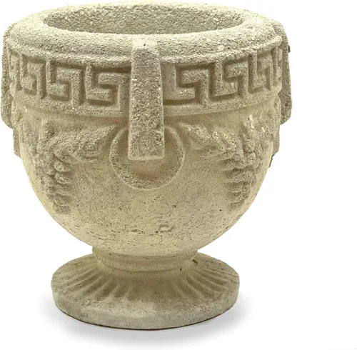 Miniatura 3 de URN griega vintage: maceta de piedra sólida y duradera con detalles desgastados. Perfecta para diseño de interiores y exteriores segura hecha a mano