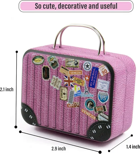 Miniatura 2 de Framendino, Mini maletas cajas de dibujos animados placa de lata caja de regalo caja de caramelo Rectangular Cion contenedor para fiesta boda