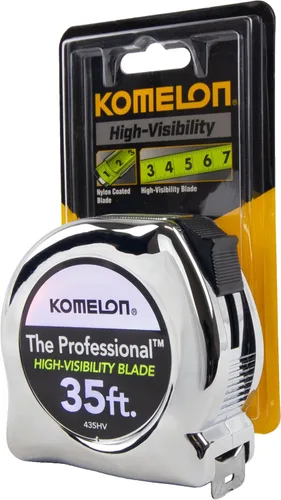 Miniatura 3 de Komelon 435HV Cinta métrica profesional de alta visibilidad, 35 pies por 1 pulgada, cromada