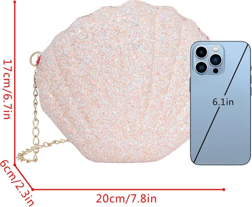 Miniatura 2 de Bolso de noche de concha de mar para mujer, bolso de hombro con correa de cadena de sirena, bolso de mano