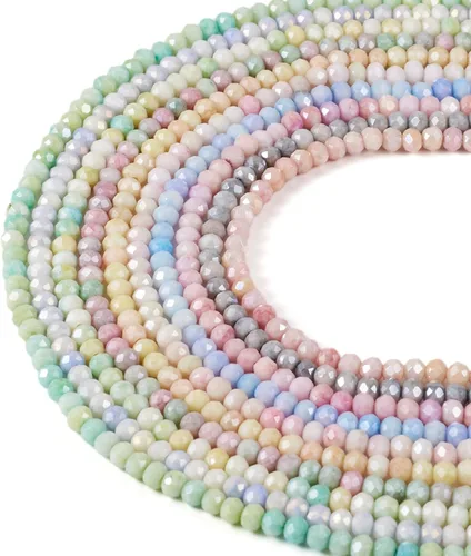 Elecrelive 660 piezas Cuentas de Cristal Briolette de 4mm Cuentas de Vidrio Rondelle Color AB Cuentas de Vidrio Facetadas Sueltas para Bisutería