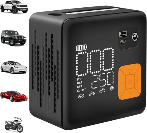Miniatura 8 de Compresor de aire inalámbrico portátil, inflador de neumáticos eléctrico de 150 PSI para automóvil, inflado 3 veces más rápido, bomba de aire