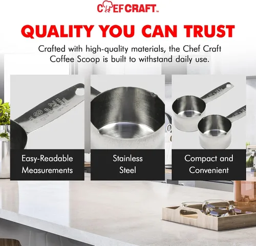 Miniatura 6 de Chef Craft Select - Medidor de café, 4 pulgadas 2 cucharadas, acero inoxidable (paquete de 2)