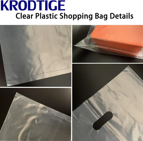 Miniatura 4 de Paquete de 50 bolsas de plástico transparente extra grandes de 26 x 26 pulgadas con asas, feria comercial, recuerdos de fiesta y múltiples ocasiones