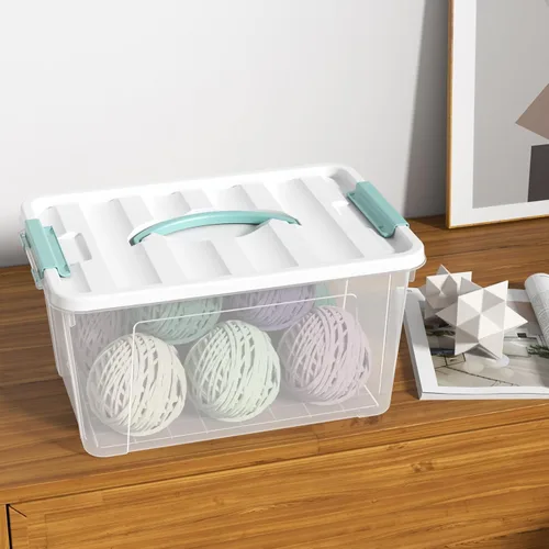 Miniatura 5 de Xyskin Contenedores de almacenamiento transparentes de 14 cuartos de galón con tapa y mango verde, caja de cierre de almacenamiento/contenedor