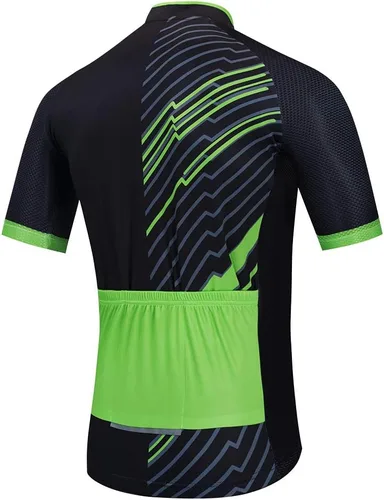 Miniatura 2 de Pohoopo Maillot de ciclismo para hombre, manga corta, cremallera completa, transpirable, de secado rápido