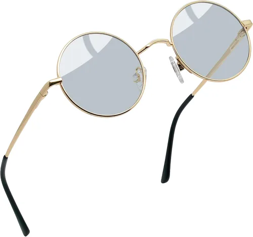 Miniatura 19 de Joopin - Anteojos de sol retro pequeños redondos hippie con círculo polarizado, protección UV400, metal, para hombres y mujeres
