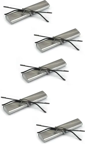 Miniatura 9 de 5 pares de gafas de lectura sin montura de metal con bisagra de resorte ligero estuche delgado para hombres y mujeres