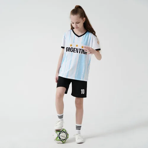 Miniatura 33 de Cnins Camisetas de entrenamiento de fútbol para niños de 2 a 14 años, trajes de práctica para niños y niñas con colores del equipo nacional