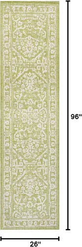 Miniatura 2 de Eyely BMS104D-28 Santa Monica Malta - Alfombra de pasillo con textura de medallón bohemio para interiores y exteriores, rústica, dormitorio, cocina