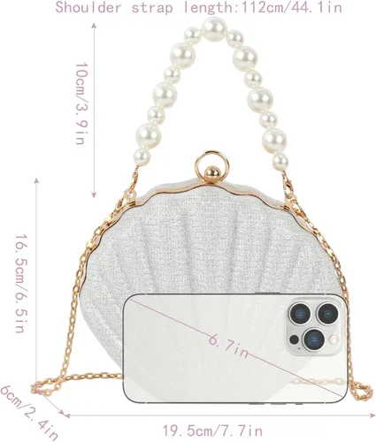 Miniatura 5 de Women Mini Seashell Evening Clutch Top-Handle Bag Cross-body Bag