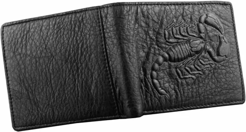 Miniatura 4 de Cartera de cuero genuino para hombre Scorpion Soft Leather Card Holder, Negro -, Cartera con tarjetero