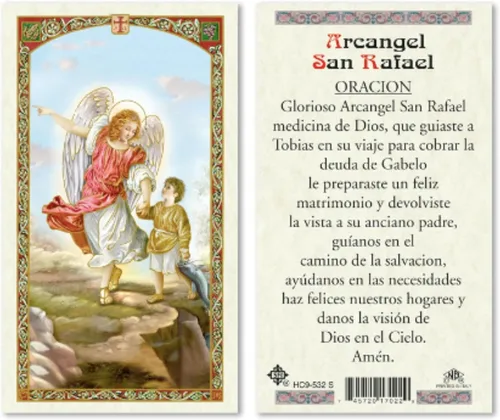 Miniatura 3 de Seven Arcángeles - Tarjetas de oración católicas laminadas en español para orientación celestial, Miguel Gabriel Rafael Uriel Barachiel Jhudiel