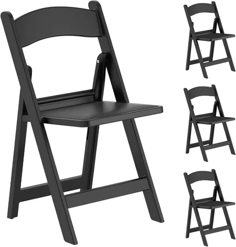 Paquete de 4 sillas plegables de resina, sillas plegables de capacidad de peso de 650 libras con asientos acolchados, silla plegable ligera para