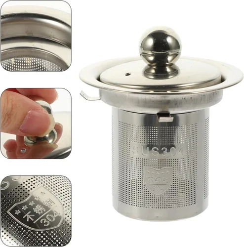 Miniatura 3 de Infusor de té de acero inoxidable con tapa de doble función, colador de malla extra fina para té de hojas sueltas a prueba de calor, asas dobles
