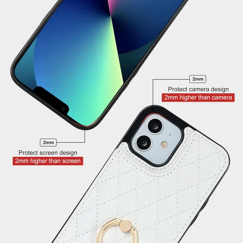 Miniatura 8 de Folosu Funda compatible con iPhone 12 iPhone 12 Pro con soporte para tarjetas, rotación de 360°, soporte de anillo de dedo con función atril, Blanco