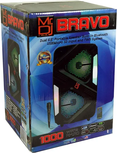 Miniatura 3 de Mr. Dj BRAVO Dual 6.5 "portátil PA DJ activo Bluetooth TWS altavoz 1000 vatios LCD/MP3/USB/micro SD