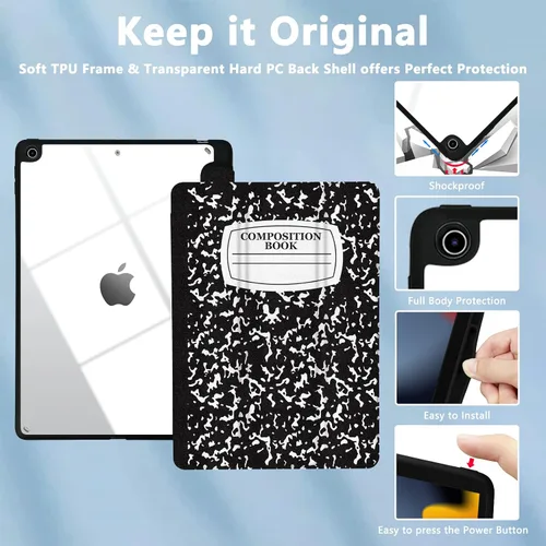 Miniatura 3 de Funda híbrida delgada para iPad de 9ª / 8ª / 7ª generación (2021/2020 / 2019) de 10.2 pulgadas – Funda a prueba de golpes con carcasa trasera