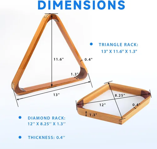 Miniatura 5 de GSE Games & Sports Expert Triángulo de Billar de Madera Maciza para 8 Bolas / Rombo para 9 Bolas, Porta Bolas de Billar para Bolas de Billar