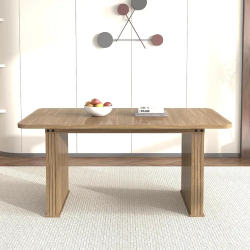 Miniatura 3 de Mesa de comedor extensible de 62.99 a 78.7 pulgadas para 6, 8 y 10, moderna mesa expandible de cocina de madera de granja, mesas de conferencias