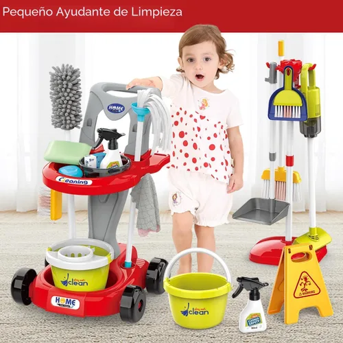 Miniatura 6 de Juego de limpieza para niños pequeños, juego de juguetes de limpieza para niños, nuevo juego de limpieza desmontable de 29 piezas para niños Rojo