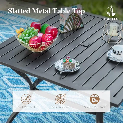 Miniatura 5 de HERA'S HOUSE Juego de comedor rojo para 4, juego de mesa y sillas de exterior de 5 piezas, 4 sillas de comedor de textileno, mesa de comedor Sillas