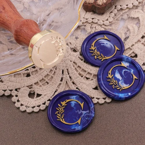 Miniatura 6 de SWANGSA Sello de cera con letra inicial del alfabeto C, sello de sellado de letras botánicas elegantes vintage para invitación de fiesta de boda