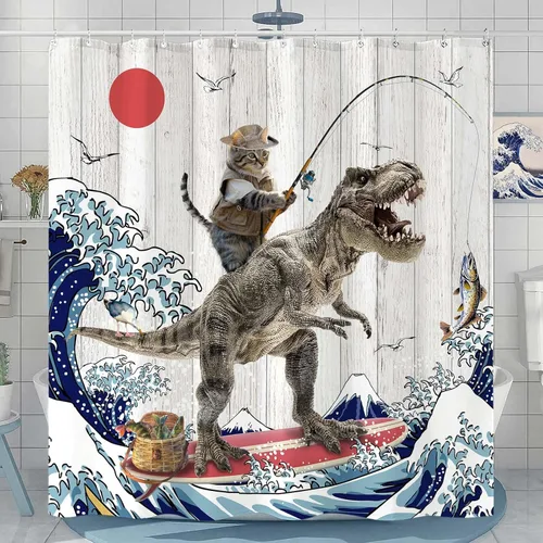 Miniatura 29 de Cortina de Ducha Divertida de Gato Lindo Divertido Árbol de Gato de Dibujos Animados Cortinas de Ducha para Baño Boho Anime Gatitos Niños Granja
