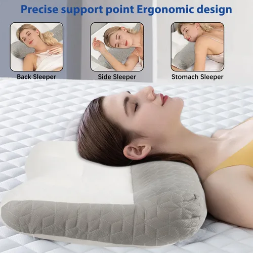 Miniatura 6 de Almohada ergonómica, almohada cervical para aliviar la tensión del cuello, almohada cervical para dormir, almohada cervical de apoyo cervical