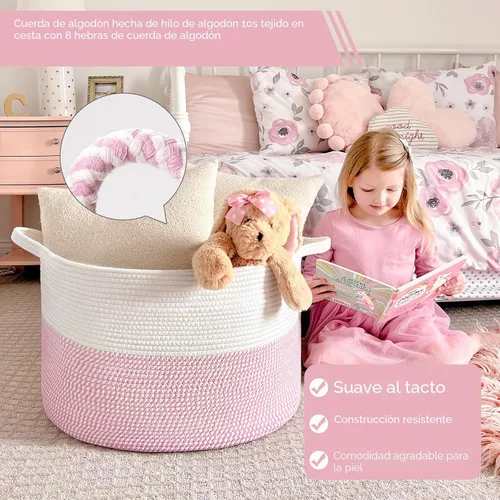 Miniatura 2 de Indressme Canasta de almacenamiento XXXL con asa, para lavandería, guardería, guardar peluches, canasta para bebé, organizador de juguetes