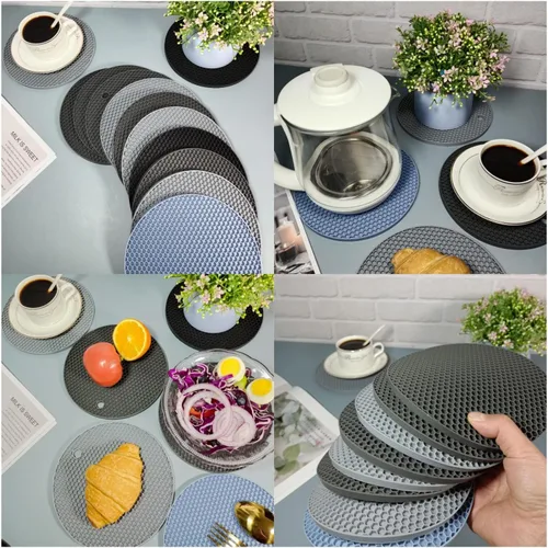Miniatura 6 de Salvamanteles de silicona para platos calientes, ollas y sartenes, almohadillas calientes para encimera de cocina, juego de 4 soportes de silicona