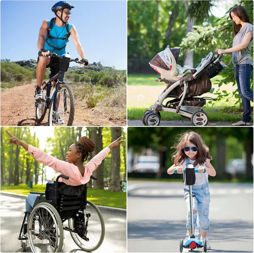 Miniatura 7 de WUVOP Soporte para Tazas de Bicicleta, Soporte para Botella de Agua de Manillar para Bicicletas con Bolsillos de Malla, Jaula Universal para Botella