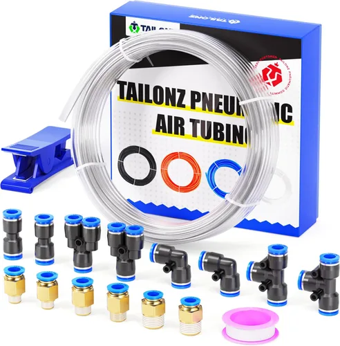 Miniatura 12 de TAILONZ PNEUMATIC Azul 0.236 in OD 0.157 in ID poliuretano PU manguera de aire tubo kit 32.8 ft 32.8ft