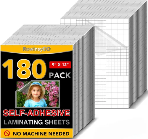 Miniatura 7 de RowinsyDD 25 paquete de hojas de laminación autoadhesivas, 9 x 12 pulgadas, hojas de lámina adhesiva transparente impermeable para documentos