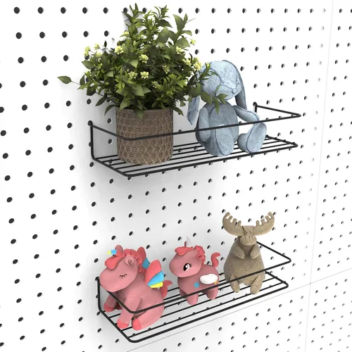 Miniatura 3 de Estantes para tablero de clavijas, ganchos para tablero de clavijas, organizador, para almacenar una variedad de herramientas, 4 paquetes, negro