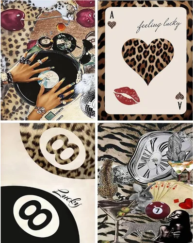 Miniatura 37 de Kits de arte de diamante para adultos principiantes, modernos kits de pintura de diamante con lunares de leopardo 5D, gemas y manualidades DIY