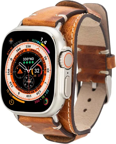 VENOULT - Correa de cuero genuino para Apple Watch de 1.929 in a 1.496 in para Watch Series 11-1, hombre o mujer 1.772 in, 1.732 in, 1.614 in, 1.575