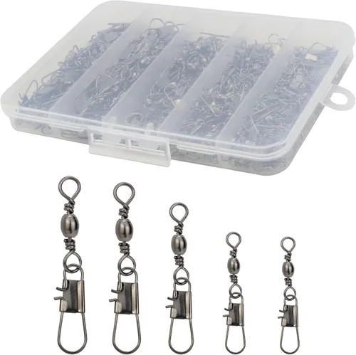 Giratorios de pesca a presión, 210 piezas de barril giratorio con broches de presión, conectores giratorios de pesca de agua salada y agua dulce