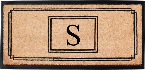 Miniatura 75 de A1HC - Tapete de puerta con monograma de fibra de coco natural para puerta delantera, 24 x 48, felpudo duradero tratado anti-desprendimiento