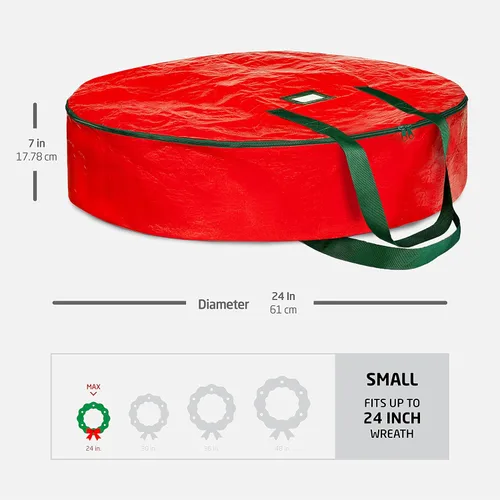 Miniatura 6 de ZOBER - Contenedor de almacenamiento para coronas de Navidad de 24 pulgadas - Bolsa para coronas artificiales con caja - Bolsa de almacenamiento
