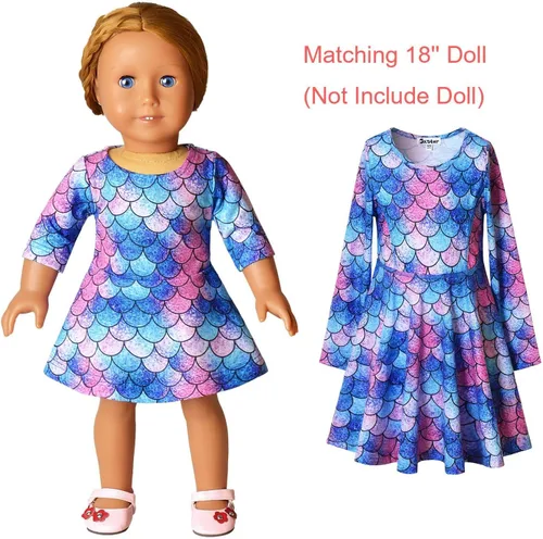 Miniatura 3 de Jxstar Vestidos a juego para niñas y muñecas de manga larga con diseño de unicornio y sirena